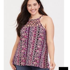 SUPER SOFT PINK IKAT MACRAME GODDESS TANK NWT